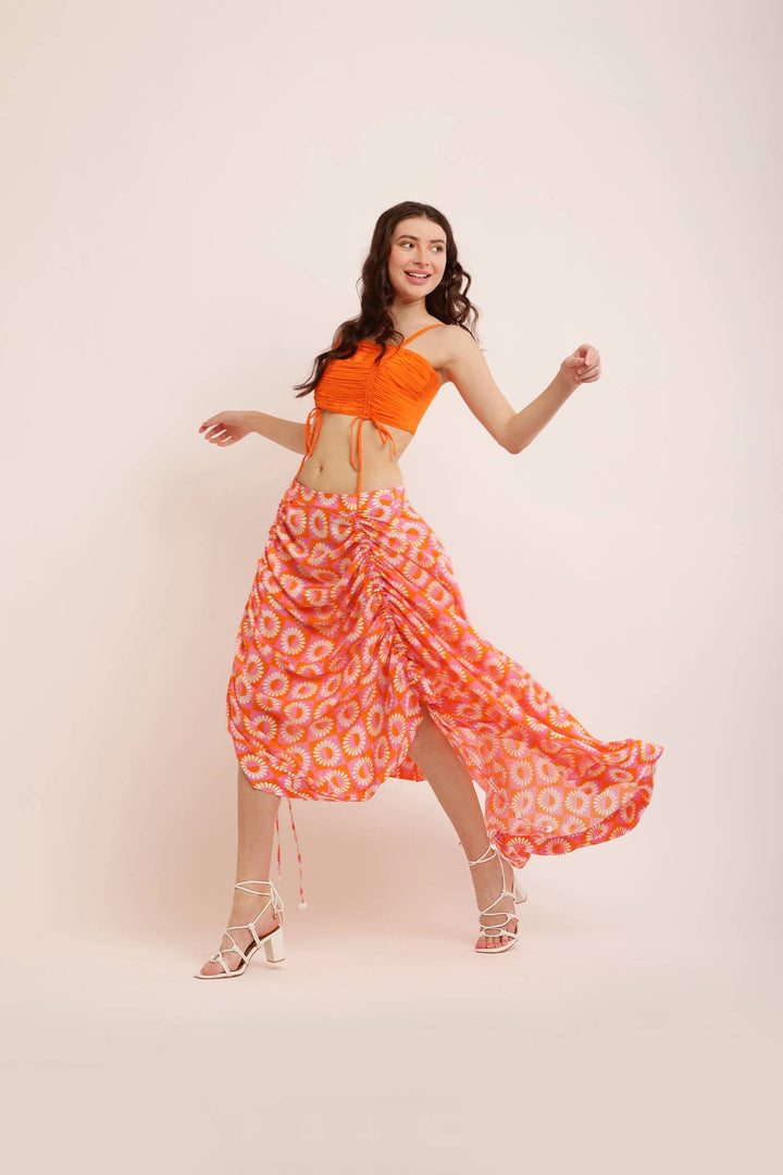 ORANGE BLISS SKIRT WITH GATHERED TOP