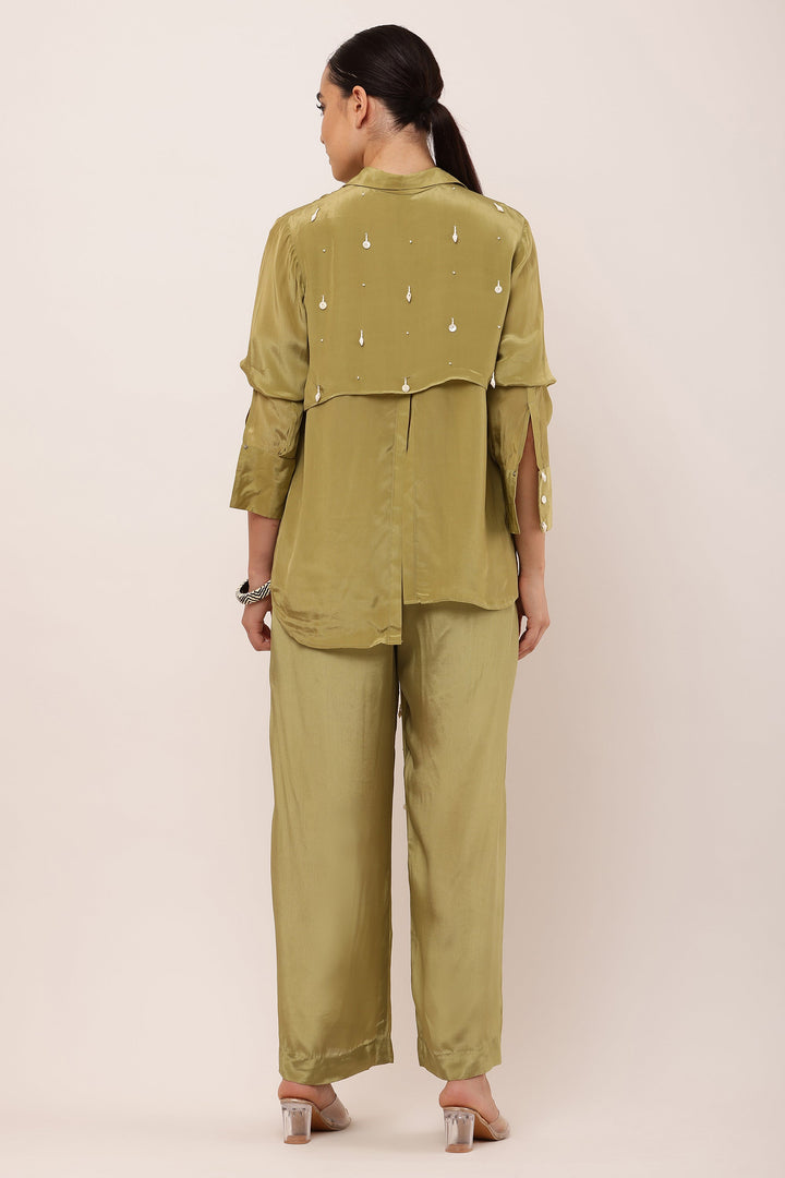 GREEN EMBROIDERED CO-ORD SET