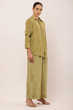 Load image into Gallery viewer, GREEN EMBROIDERED CO-ORD SET
