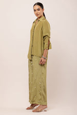Load image into Gallery viewer, GREEN EMBROIDERED CO-ORD SET
