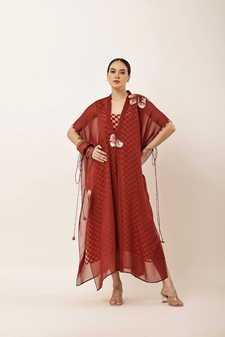 MAROON CAPE KAFTAN