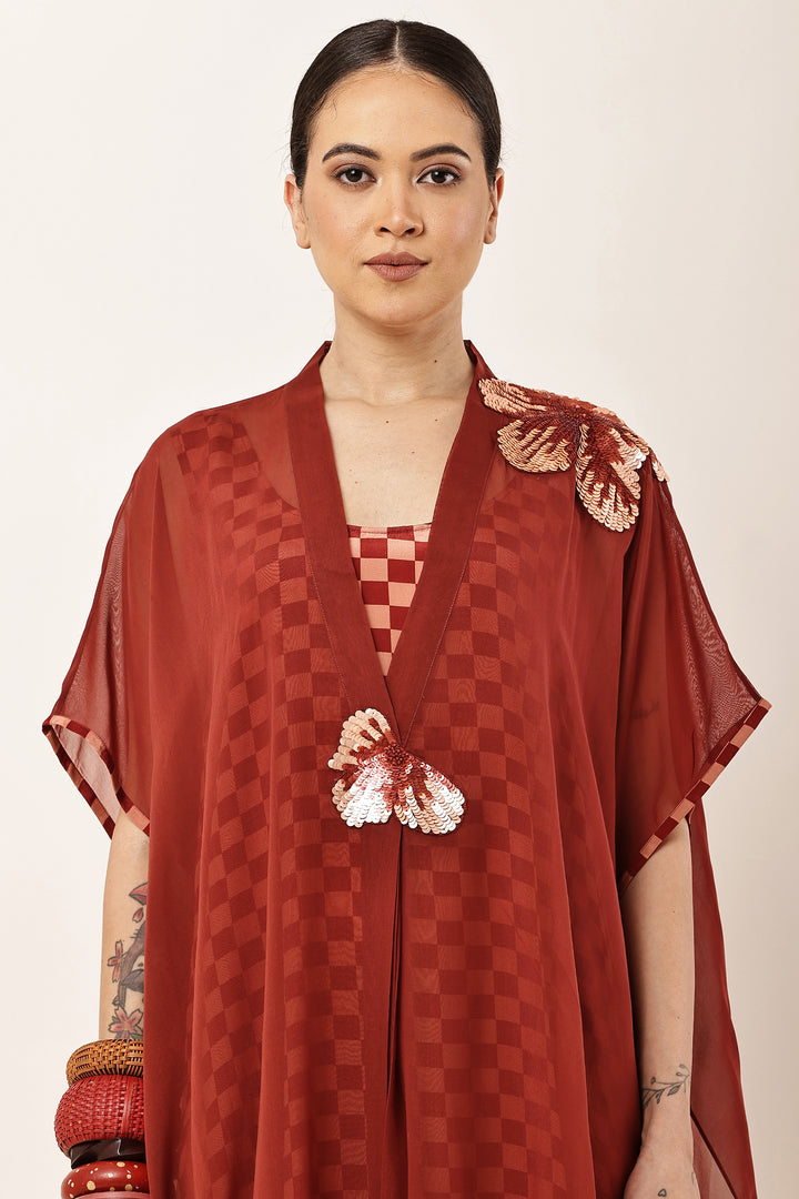 MAROON CAPE KAFTAN