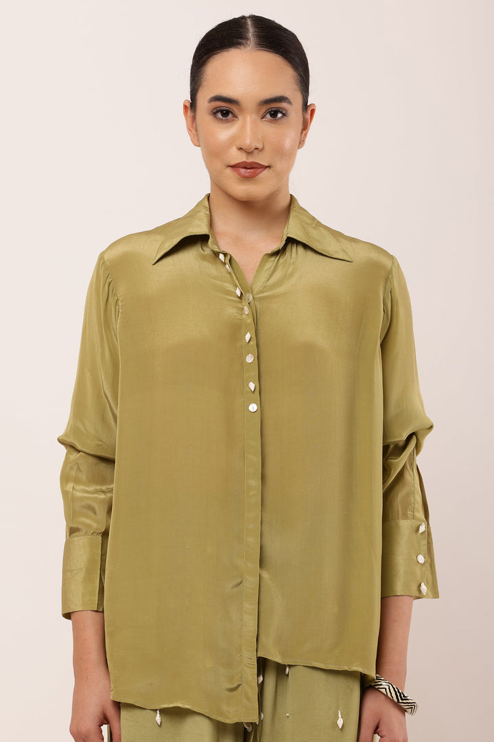 GREEN EMBROIDERED CO-ORD SET