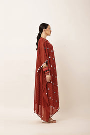 MAROON SEQUINS EMBROIDERED KAFTAN