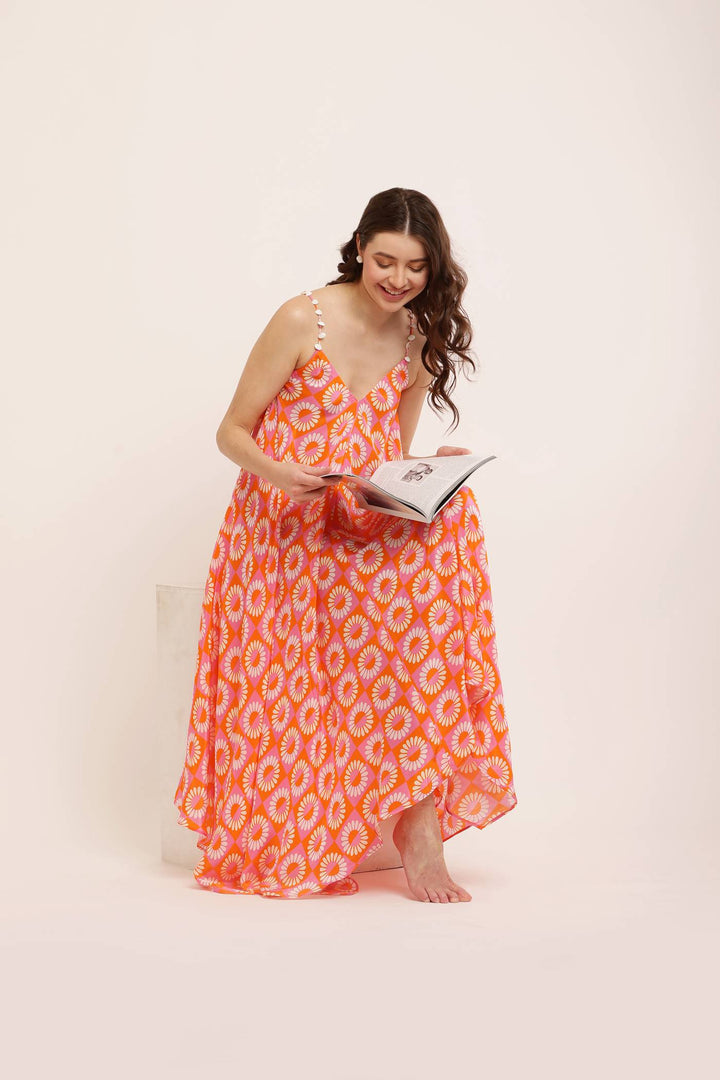 ORANGE BLISS HANDKERCHIEF DRESS