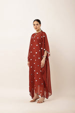 Load image into Gallery viewer, MAROON SEQUINS EMBROIDERED KAFTAN