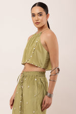 Load image into Gallery viewer, GREEN EMBROIDERED TOP SET
