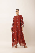 Load image into Gallery viewer, MAROON SEQUINS EMBROIDERED KAFTAN