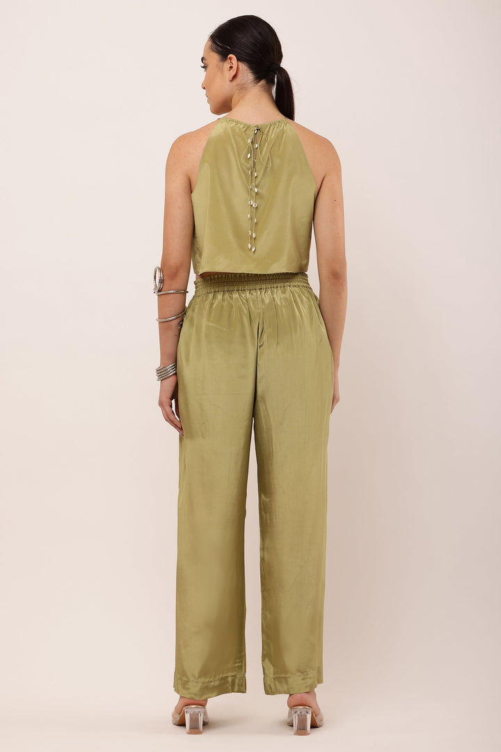 GREEN EMBROIDERED TOP SET