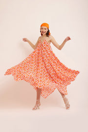 ORANGE BLISS HANDKERCHIEF DRESS