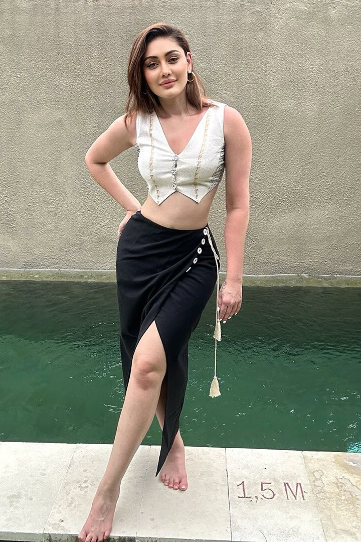 SHEFALI JARIWALA IN OUR WRAPOVER SKIRT AND DHOOP CHAON WAIST COAT