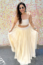 Load image into Gallery viewer, SAKSHI SINDWANI IN OUR IVORY ORGANZA SKIRT SET
