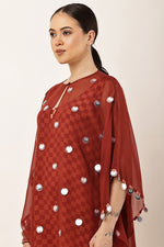 Load image into Gallery viewer, MAROON SEQUINS EMBROIDERED KAFTAN