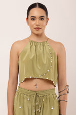 Load image into Gallery viewer, GREEN EMBROIDERED TOP SET
