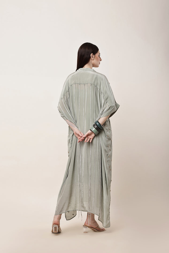 Sage Green Fringe Kaftan
