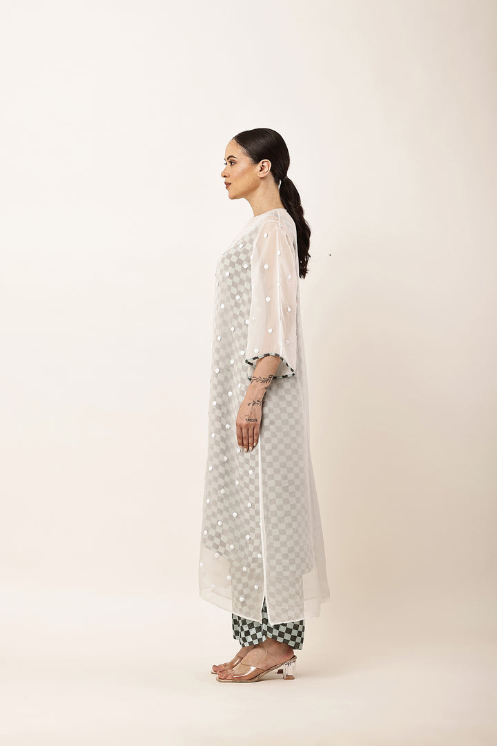 GREEN CHECK KURTA SET
