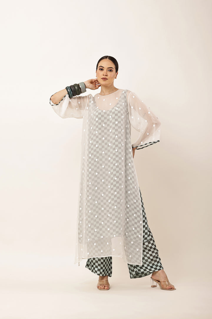 GREEN CHECK KURTA SET