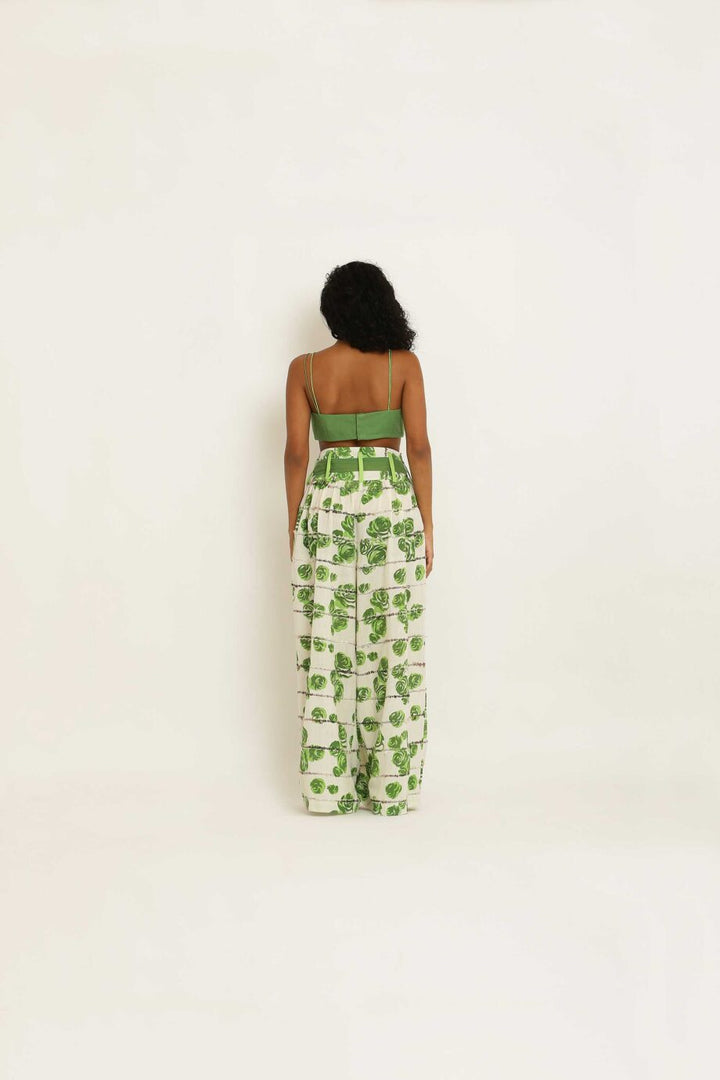 GREEN ROSE HIGH WAIST PANTS