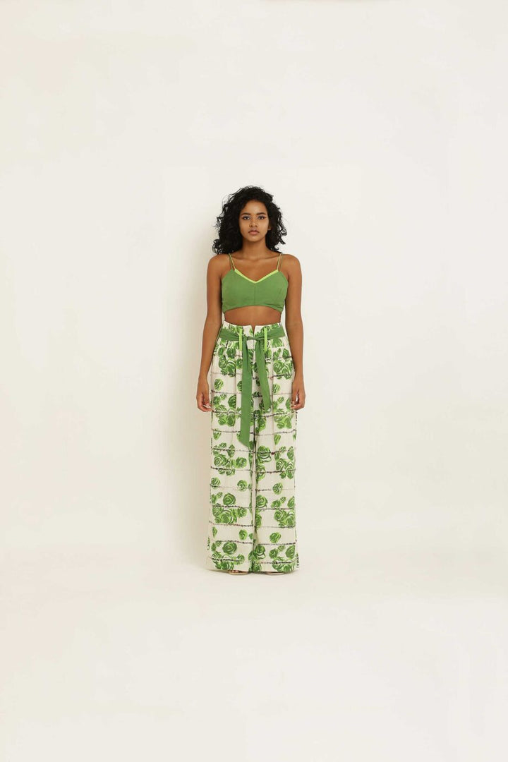 GREEN ROSE HIGH WAIST PANTS