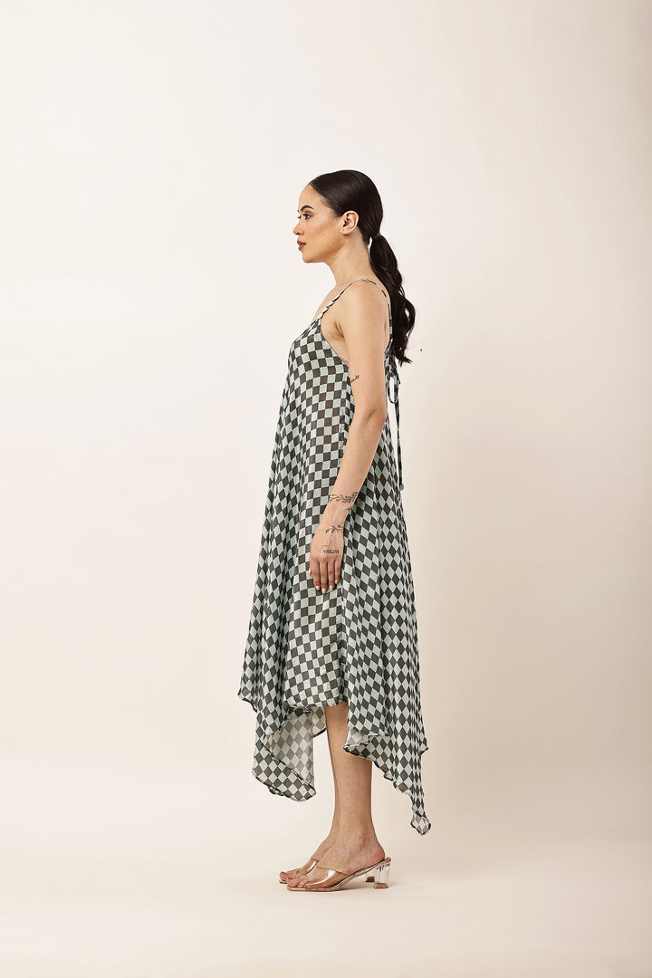 GREEN CHECK HANDKERCHIEF DRESS