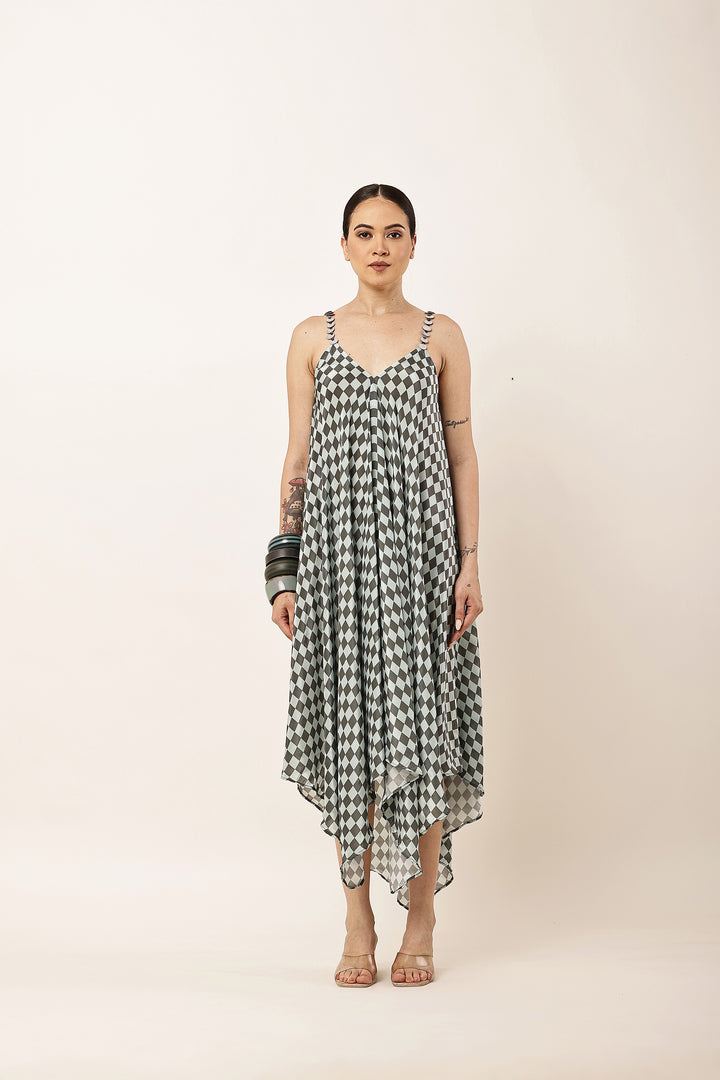 GREEN CHECK HANDKERCHIEF DRESS