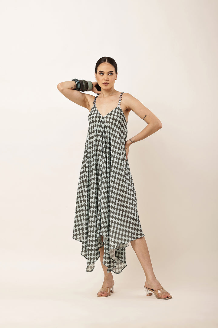 GREEN CHECK HANDKERCHIEF DRESS