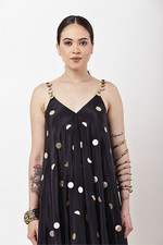 Load image into Gallery viewer, BLACK EMBROIDERED HANDKERCHIEF DRESS