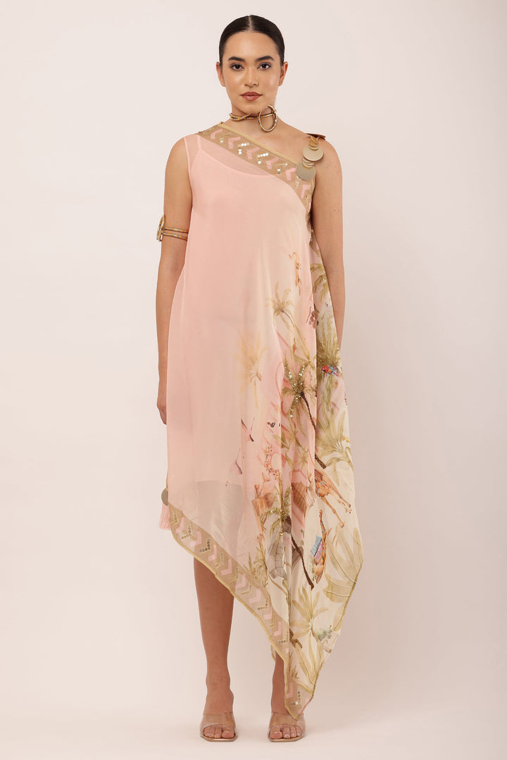 PRINTED ONE SHOULDER DRESS