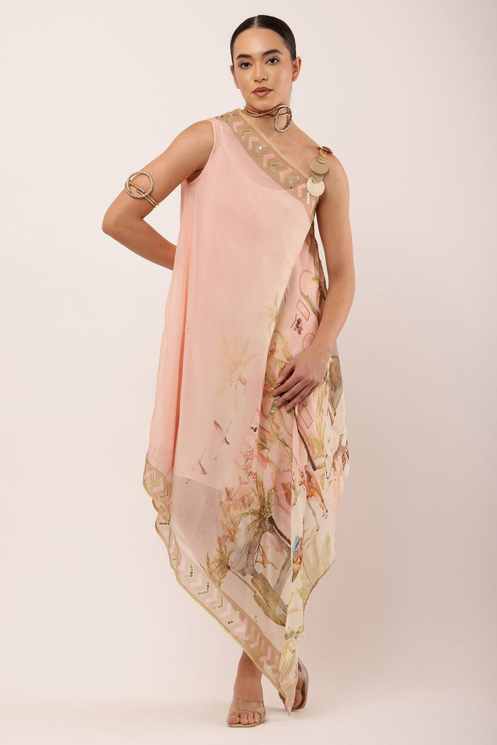 PRINTED ONE SHOULDER DRESS