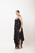 Load image into Gallery viewer, BLACK EMBROIDERED HANDKERCHIEF DRESS