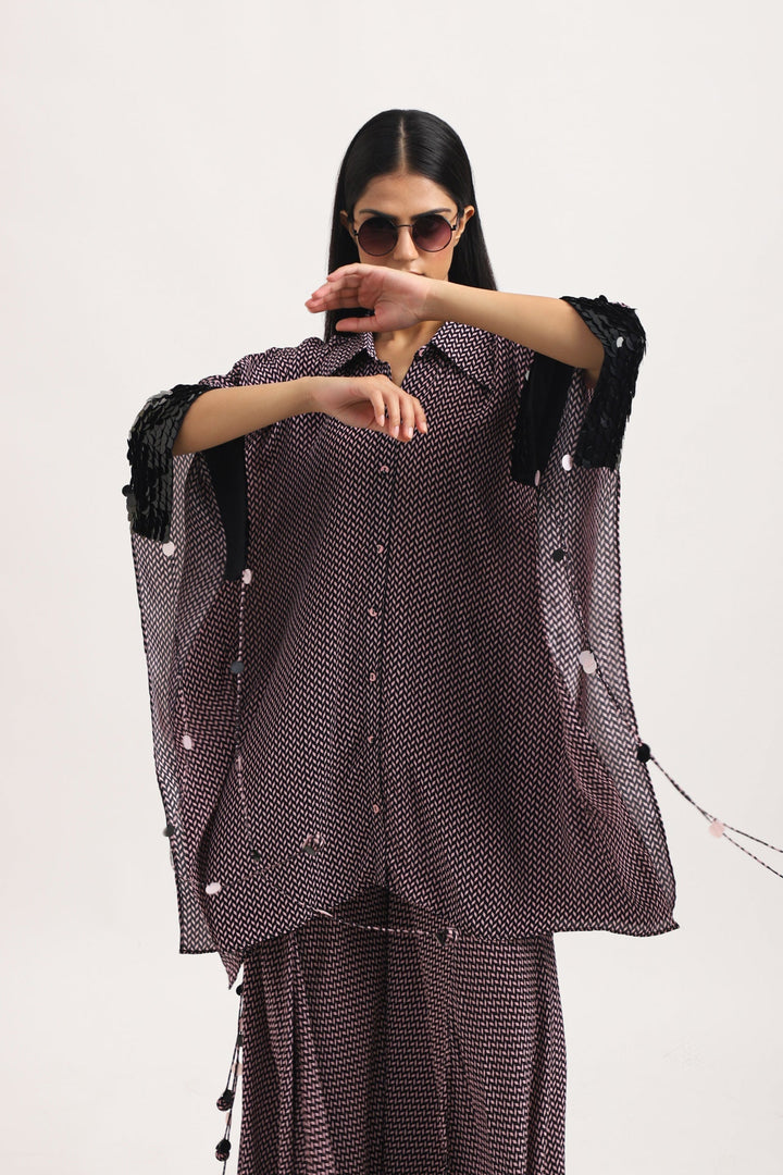 CHEVRON FLARED PANTS