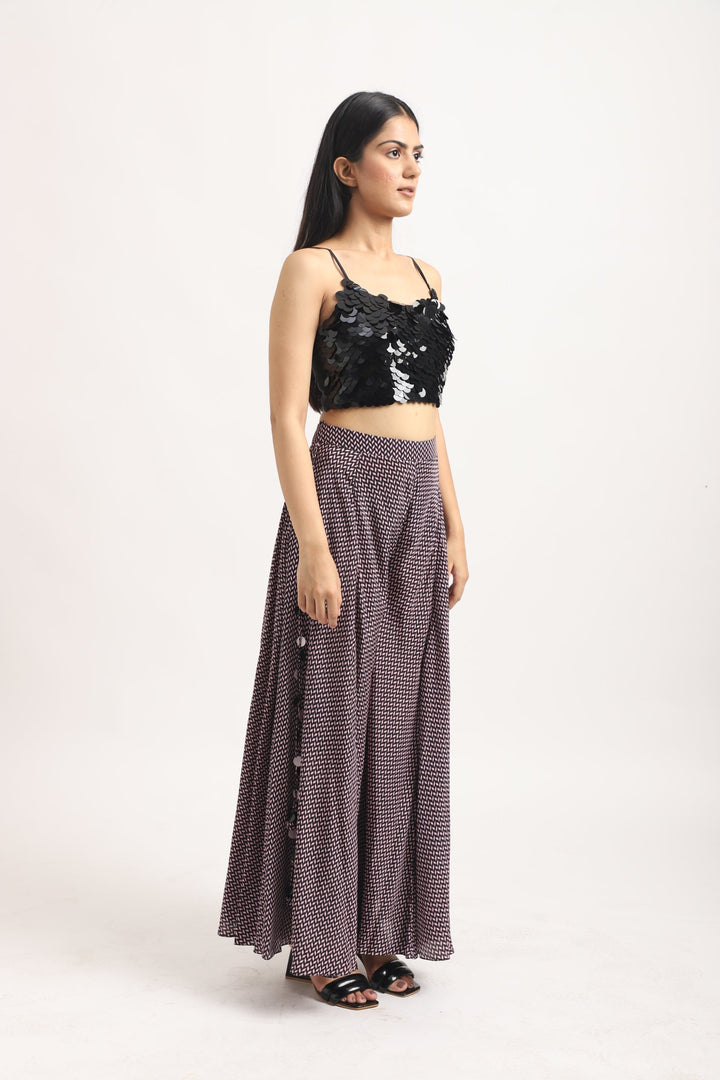 CHEVRON FLARED PANTS