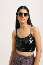 Load image into Gallery viewer, BLACK SEQUINS BUSTIER
