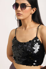 Load image into Gallery viewer, BLACK SEQUINS BUSTIER
