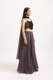 CHEVRON ORGANZA LONG SKIRT