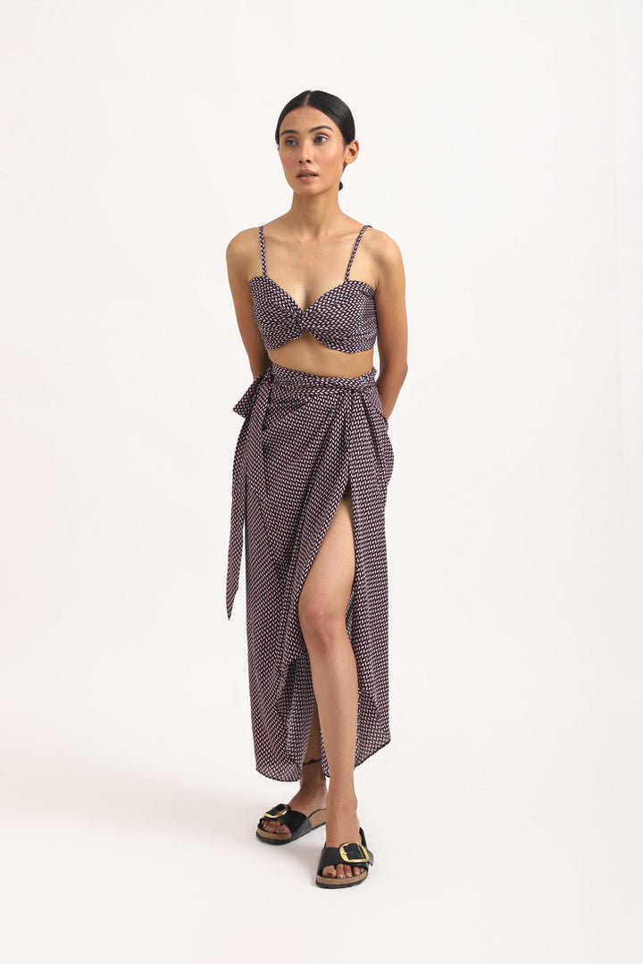 CHEVRON WRAPOVER SKIRT SET
