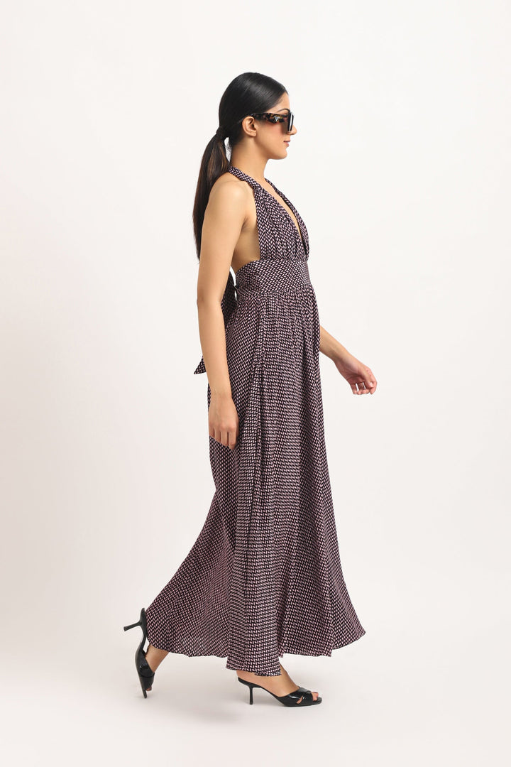 CHEVRON HALTER DRESS