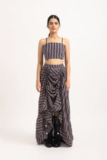 Load image into Gallery viewer, STRIPED GATHERED SKIRT WITH BUSTIER
