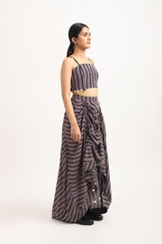 STRIPED GATHERED SKIRT WITH BUSTIER
