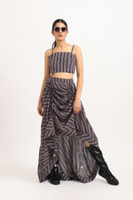 Load image into Gallery viewer, STRIPED GATHERED SKIRT WITH BUSTIER
