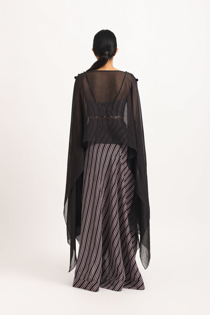 STRIPED GATHERED SKIRT