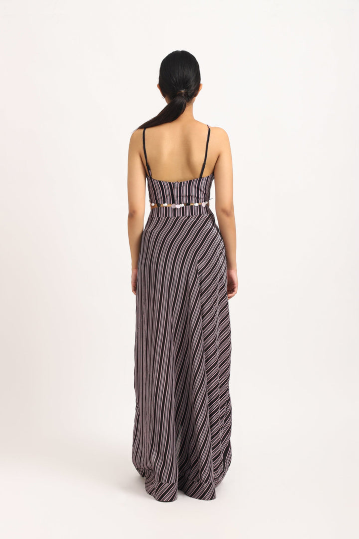 STRIPED GATHERED SKIRT WITH BUSTIER