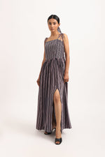 Load image into Gallery viewer, STRIPED EMBROIDERED DRESS
