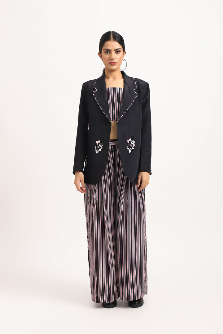STRIPED PLEATED PANTS