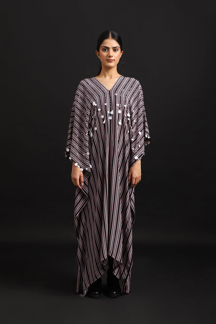 STRIPED EMROIDERED KAFTAN