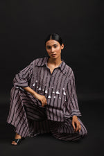 Load image into Gallery viewer, STRIPED EMBROIDERED SHIRT
