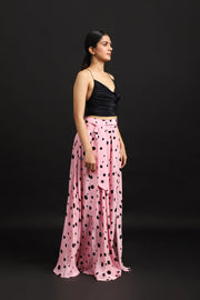 POLKA LONG SKIRT WITH BLACK BUSTIER