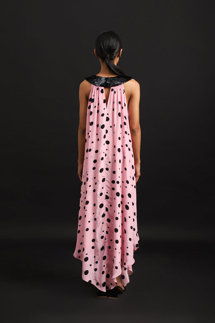 POLKA BOAT NECK DRESS