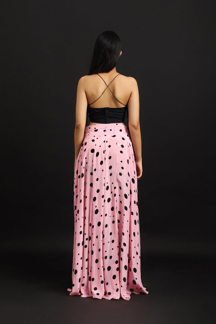 POLKA LONG SKIRT WITH BLACK BUSTIER