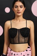 Load image into Gallery viewer, BLACK EMBROIDERED CORSET
